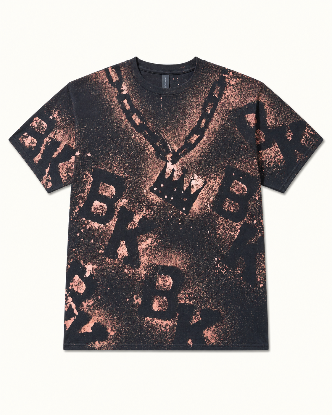BK Repeat Chain Bleach Tee Alt – dark rose front