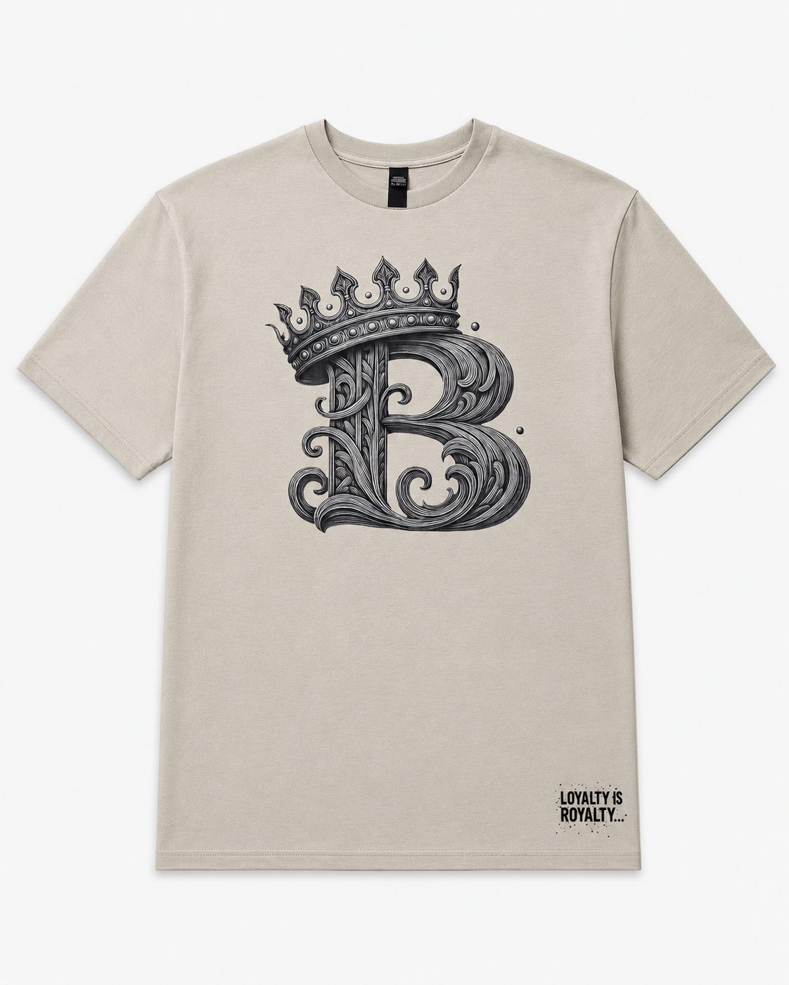 Crowned B Graphic Tee Sand – cream/sand Loyalty is Royalty front