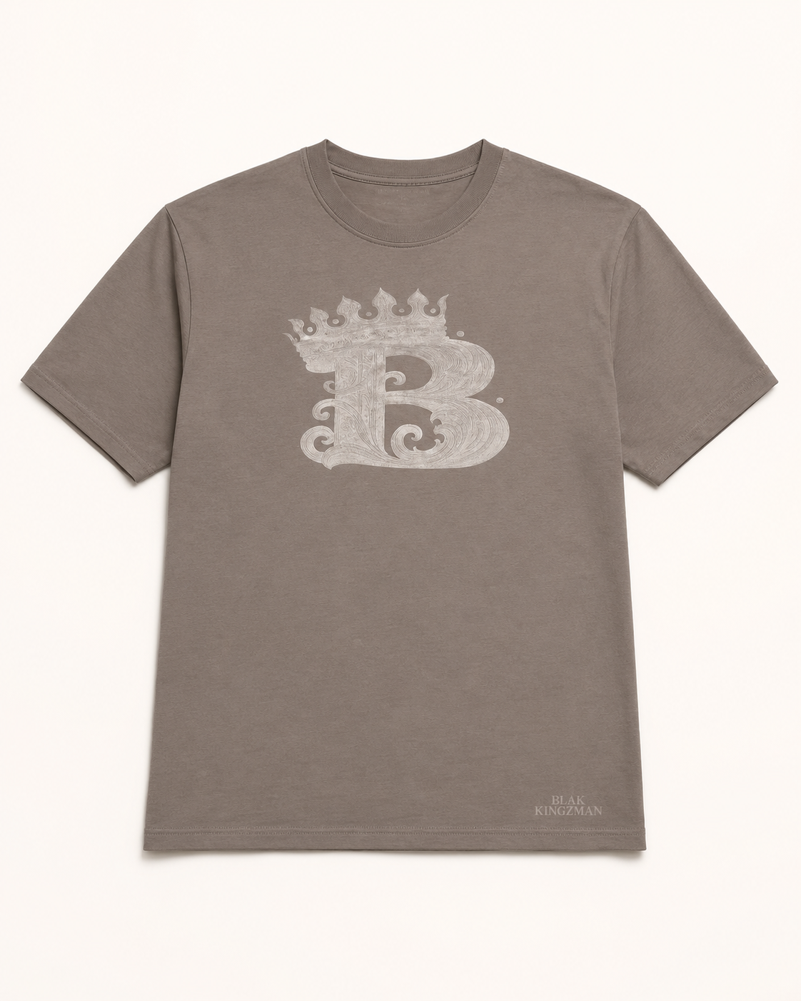 Crowned B Graphic Tee Taupe – mocha crown B subtle front