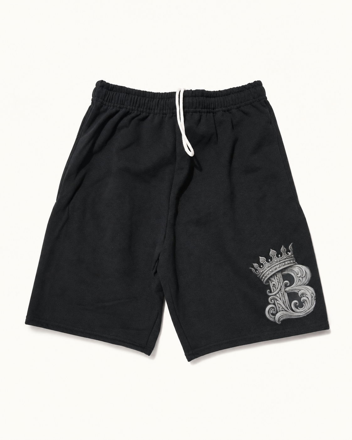 Crowned B Short – black ornate crown B front
