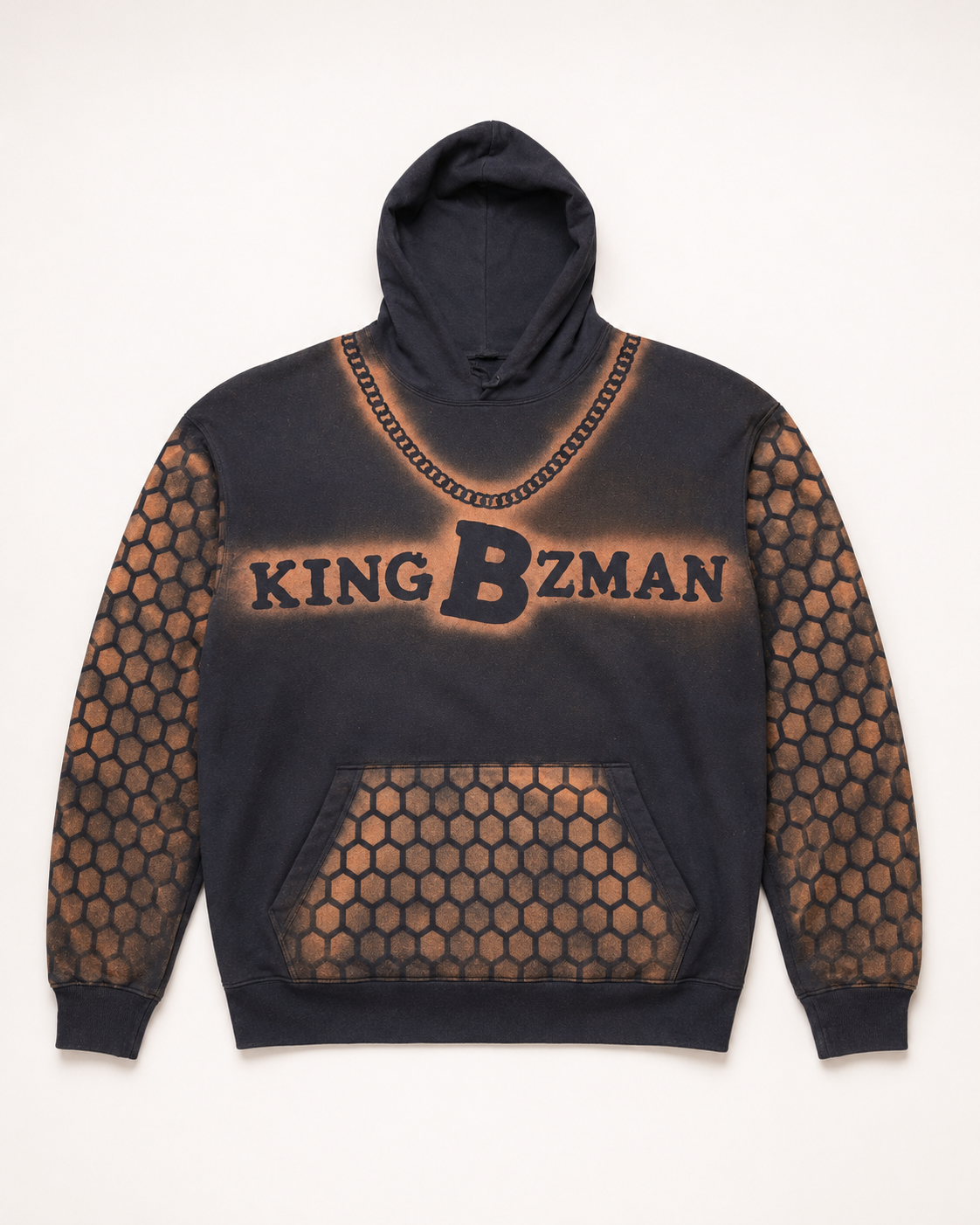 Honeycomb Chain Hoodie – black/copper front