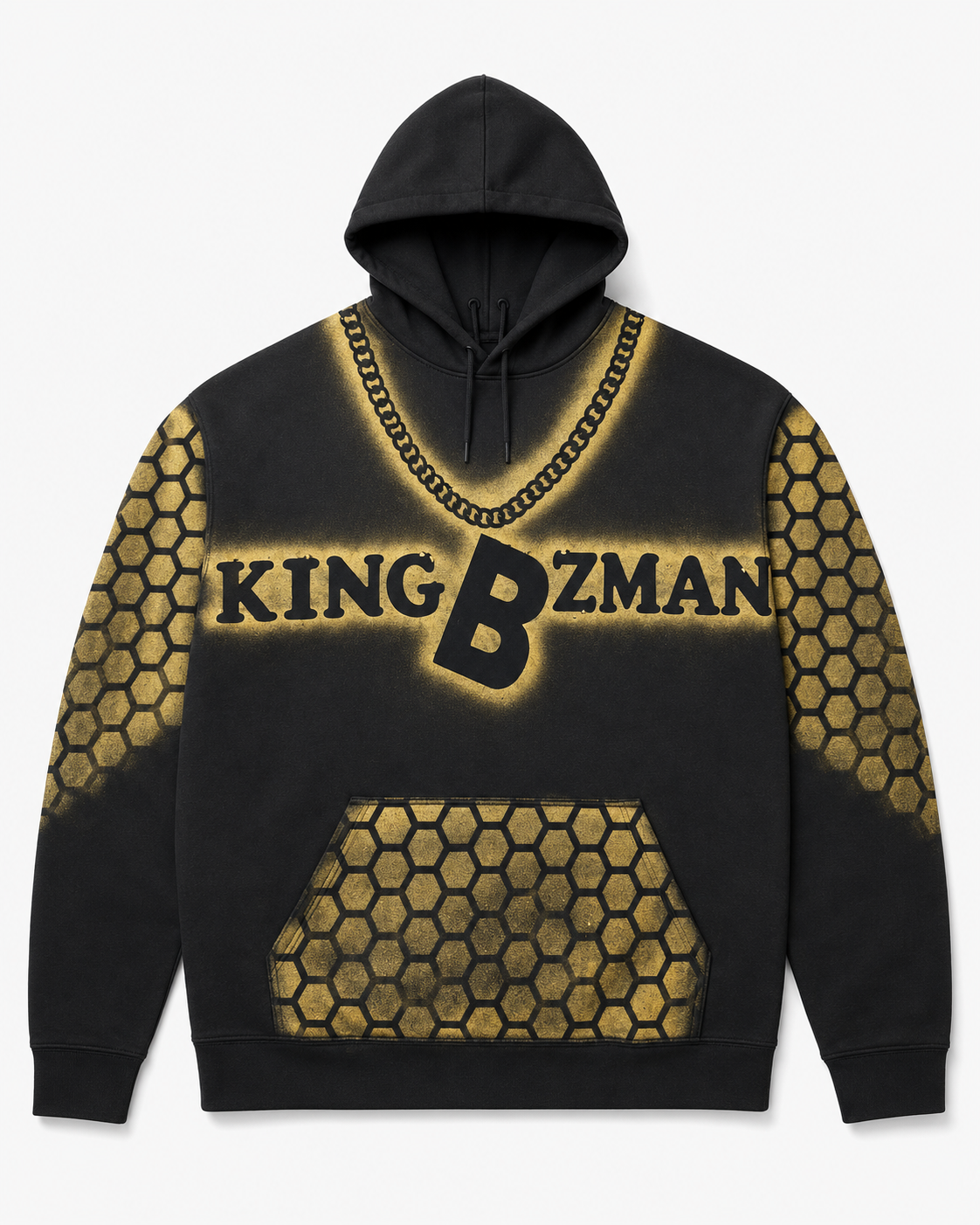 Honeycomb Chain Hoodie Black Gold front
