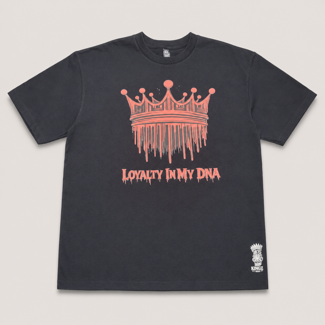 BLAK KINGZMAN Loyalty in My DNA Black Tee — dripping pink crown with Loyalty in My DNA lettering on dark unisex tee