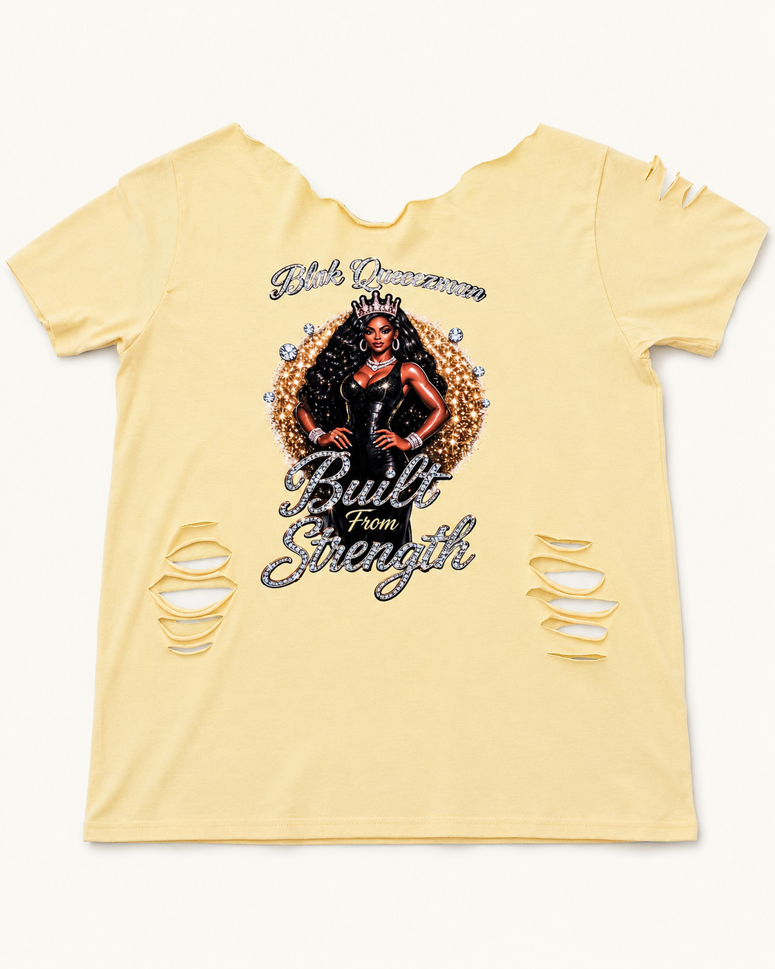 Queenzman Built from Strength Top – yellow/butter front