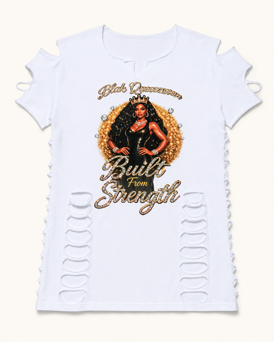 Queenzman Built from Strength Top – white front